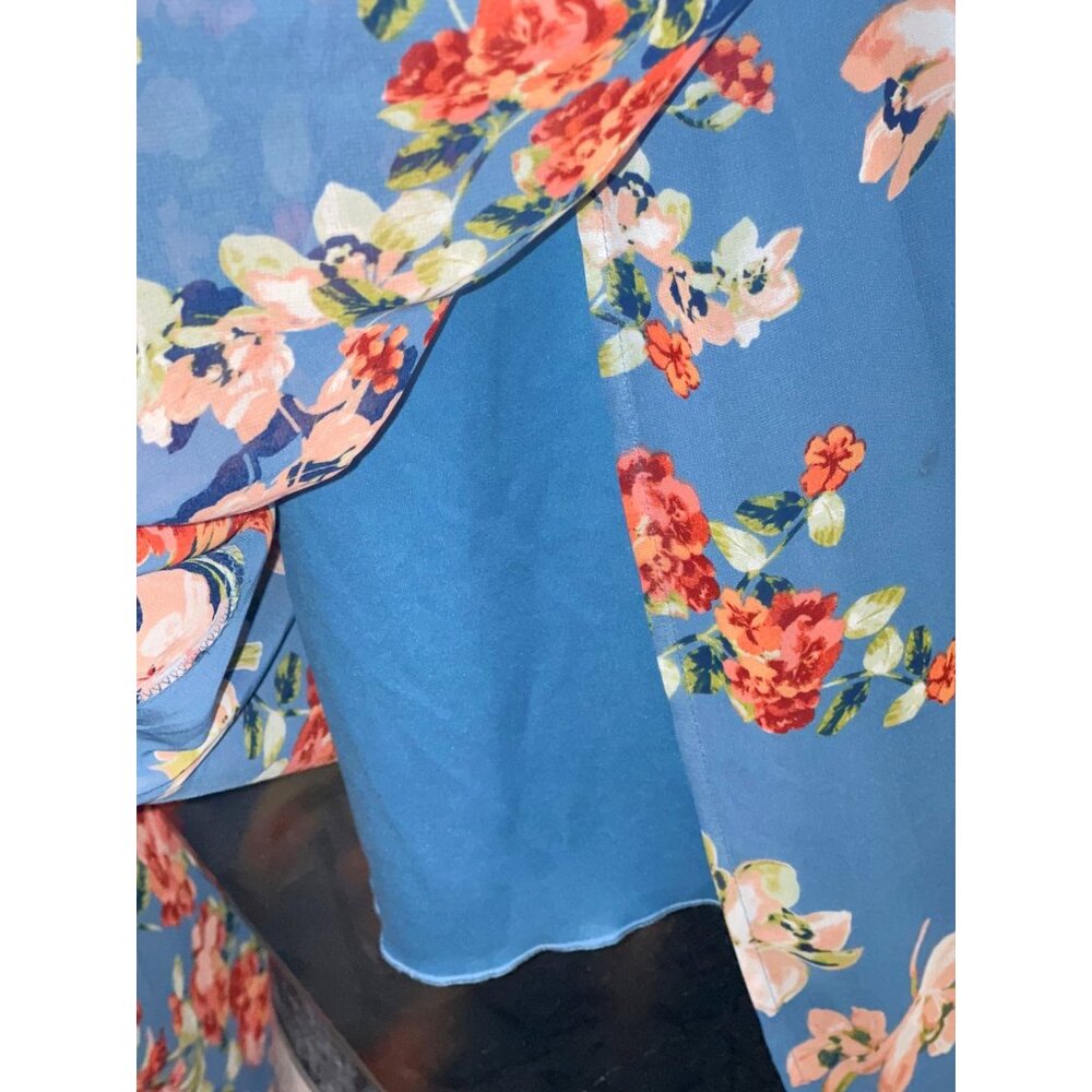 Sweet Storm S Blue Floral Halter Keyhole Lined Maxi Sundress Summer Boho Y2K 90s - Picture 8 of 13